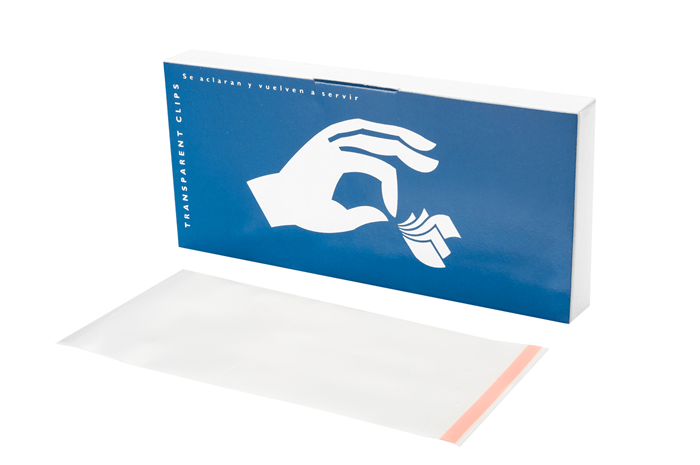 CAJA 100 U. TRANSPARENT CLIPS (MECHAS) REF.01025