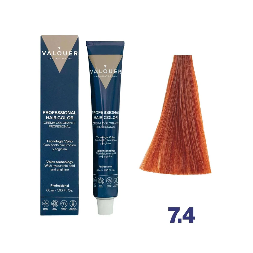 VALQUER 7.4 RUBIO MEDIO COBRIZO TINTE 60 ML