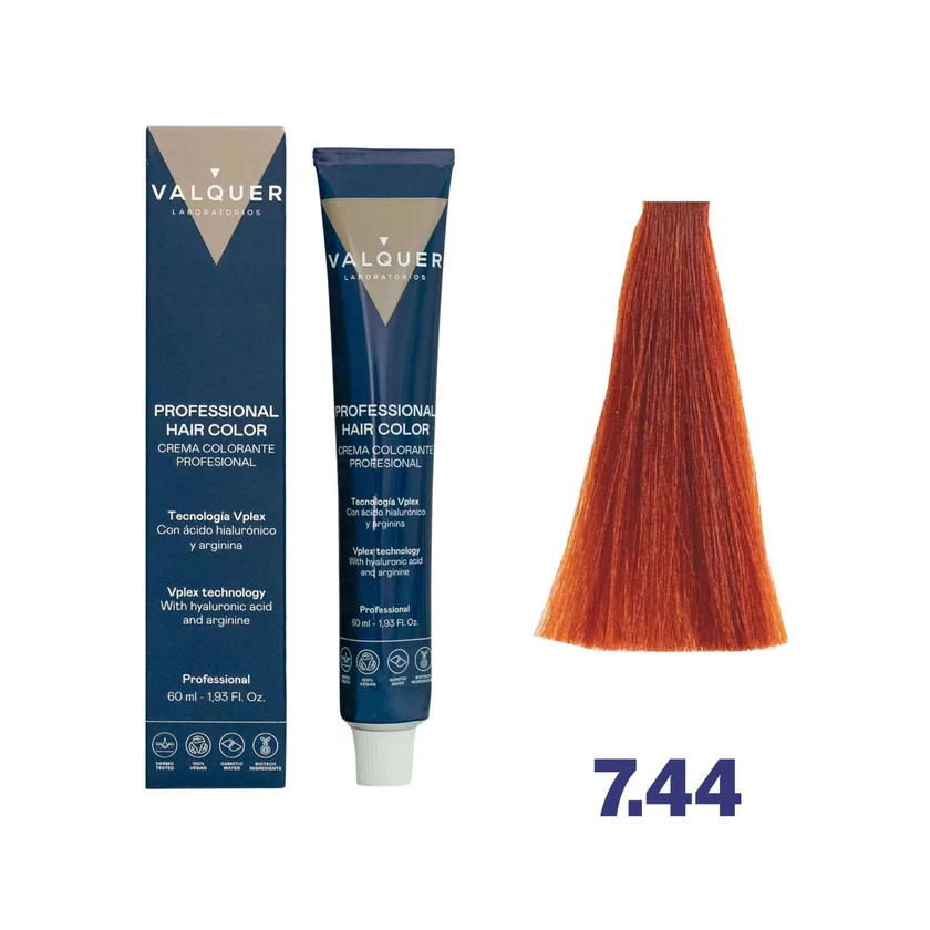 VALQUER 7.44 RUBIO MEDIO COBRIZO INTENSO TINTE 60 ML