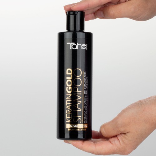 Tahe CHAMPU SIN SULFATOS BLACK KERATIN GOLD 300ML — Unidad