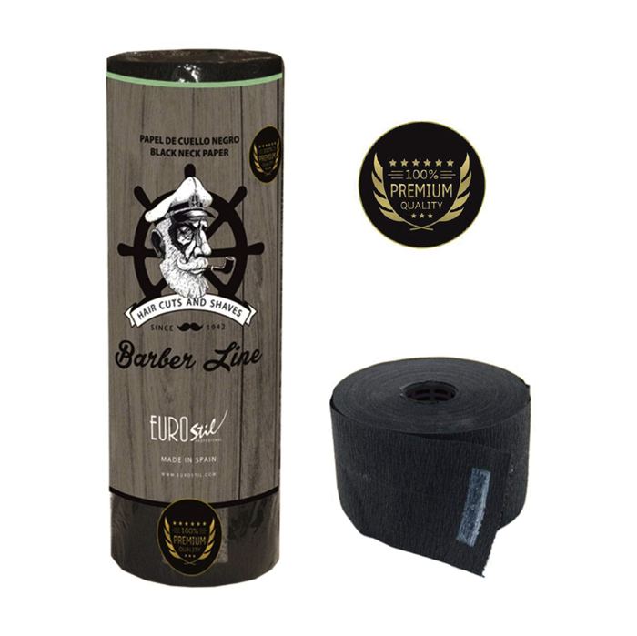 PACK 5 ROLLO PAPEL CUELLO BARBER LINE NEGRO — Unidad