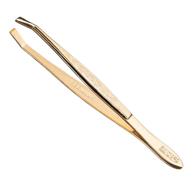PINZA DEPILAR DORADA 8CM EUROSTIL — Unidad