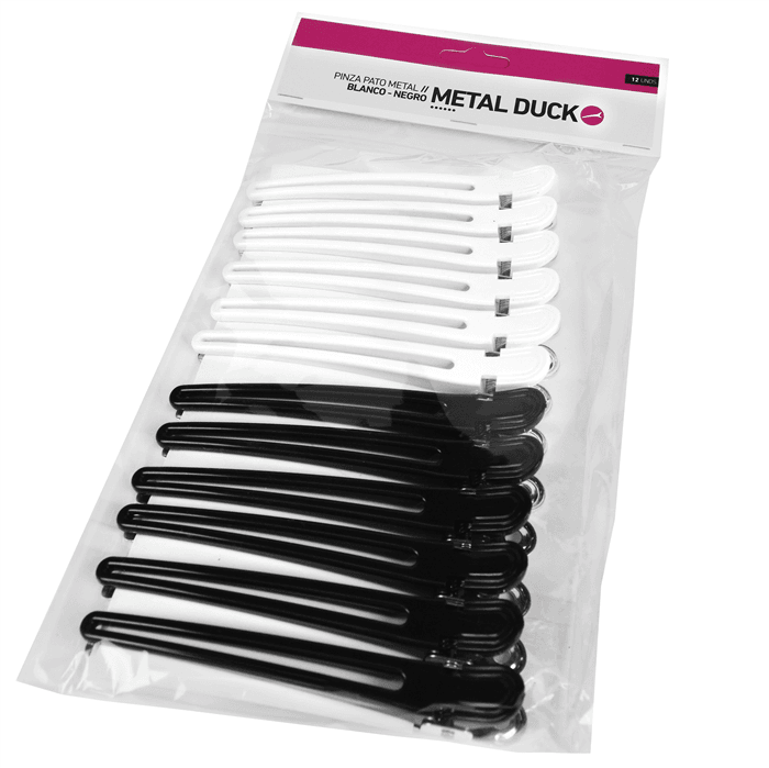PINZAS PATO METAL BLANCAS Y NEGRAS BIFULL 12UND — Unidad
